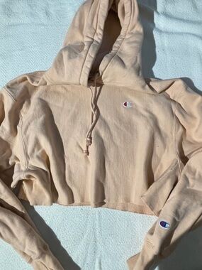 Champion Cropped Hoodie in Peach